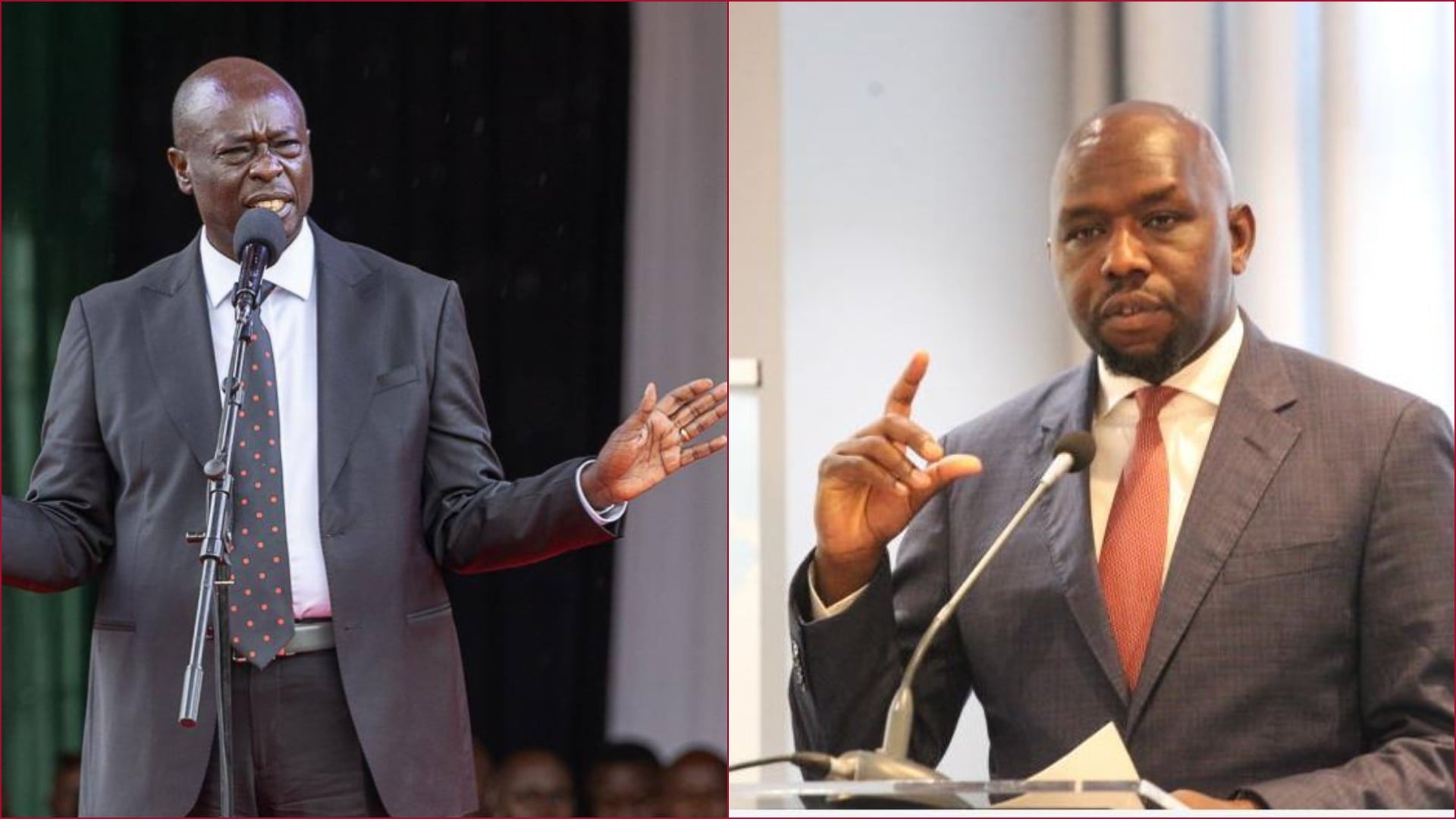 File photos of DCP leader Rigathi Gachagua and Interior Cabinet Secretary Kipchumba Murkomen.